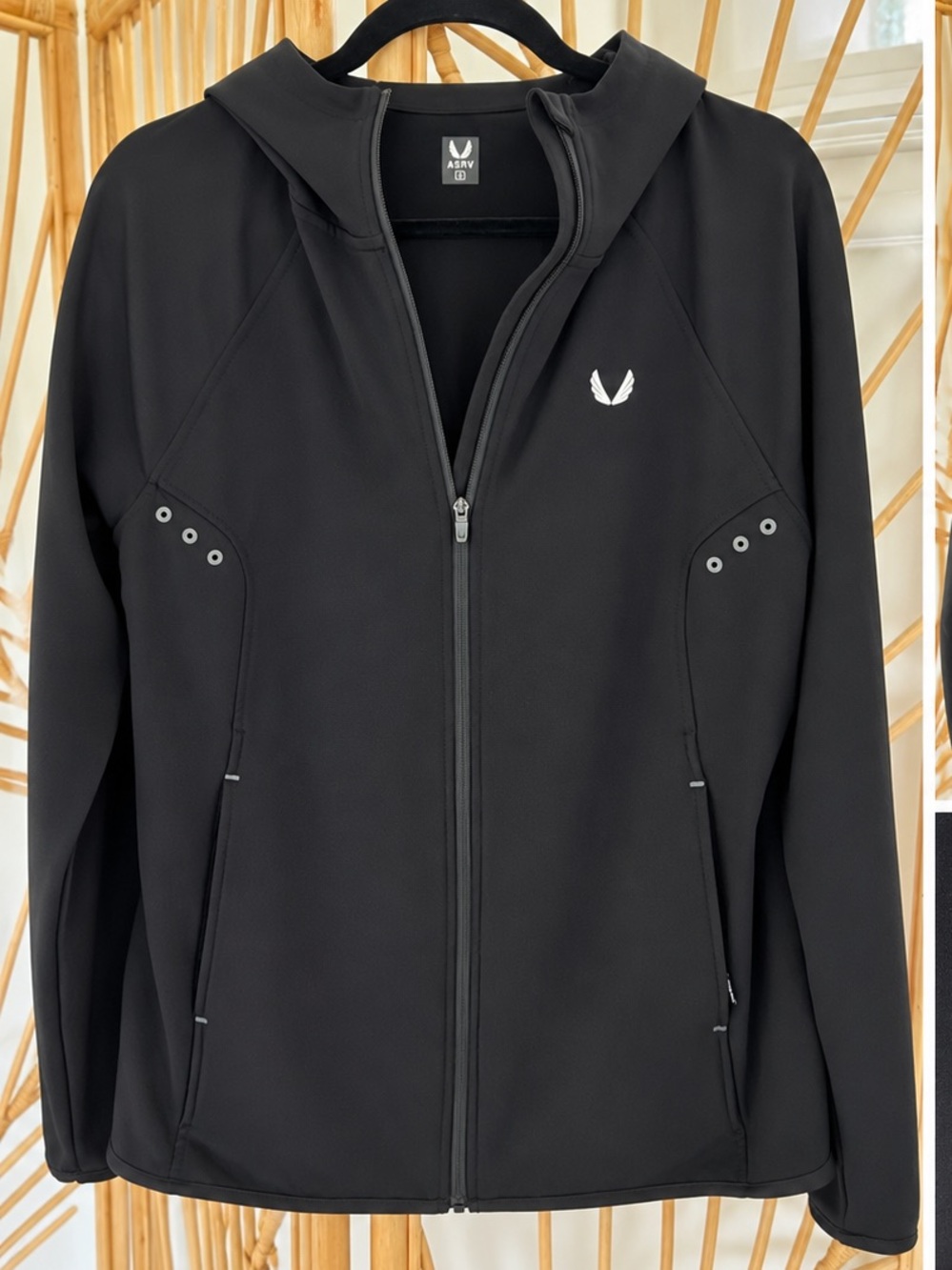 ASRV Men's Black Full-Zip Performance Hooded Jacket